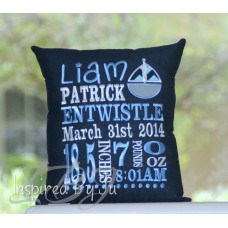 Sailboat - Birth Announcement Pillow